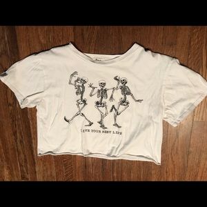T-shirt white skeletons crop top small